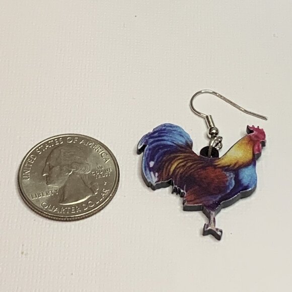 Chicken Earring, Rooster Earring, Hen Earring, Chicken Jewelry, Gift Idea - Picture 4 of 5